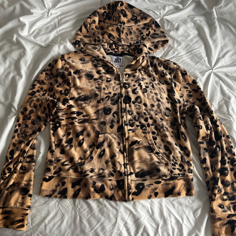 Juicy Couture Brown and Black Leopard Print Hoodie